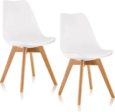 Produktbild von DEULINE® Esszimmerstühle Essstühle Esszimmerstuhl SGS Massivholz Polsterstuhl Stühle OSLO 2er-Set WEISS 521248