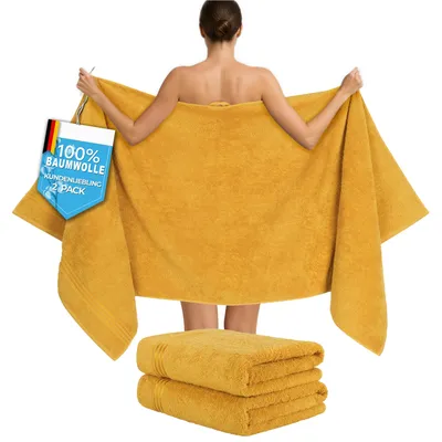 Produktbild von Hammetex Saunahandtücher 2er Set 80x200 cm – 100% Baumwolle Frottier, 500 GSM,