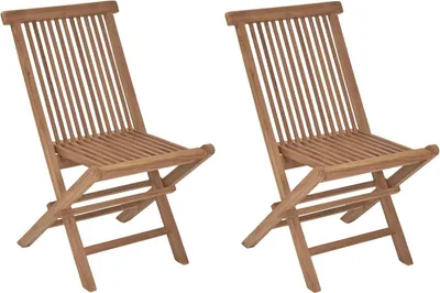 Produktbild von Gartenstühle - Braun - Teakholz massiv - klappbar - 2er Set