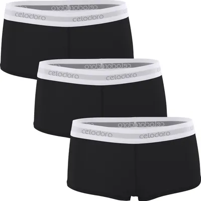 Produktbild von Celodoro Damen Panty mit Webgummi-Bund (3er Pack), Sport Boxer Slip - Schwarz L