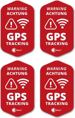 Produktbild von iSecur 4er GPS Tracking Aufkleber Set I 3 x 5 cm I Warning GPS-Gesichert I außenklebend wetterfest I rot I hin834