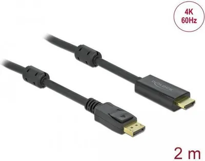 Imagen del producto de Delock 85956 DELOCK DisplayPort 1.2 > HDMI Kabel 4K 60Hz 2,0m aktiv