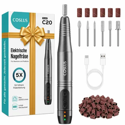 Immagine prodotto di Fresa per unghie COSLUS C20 senza fili e portatile, set professionale manicure e pedicure 11 in 1, lima per unghie gel e acriliche, modellazione unghi