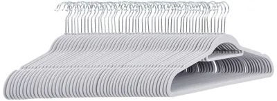 Produktbild von A. Basics Anzug-Kleiderbügel, beflockt, mit Krawattenbügel, Hellgrau, 50er-Pack