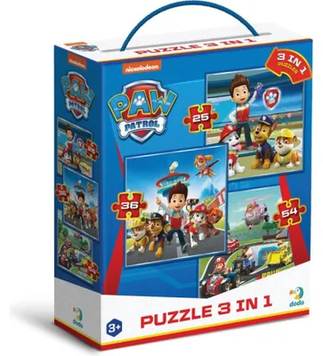Obrázok produktu pre Paw Patrol 3-v-1 puzzle, ihrisko, 25, 36, 54 dielov, DODO, 200579