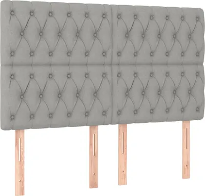 Produktbild von vidaXL Kopfteil Hellgrau 160 x 7 x 118/128 cm Stoff