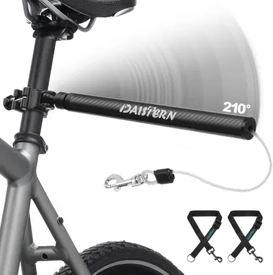 Produktbild von Carbon Fahrradleine Hund mit Stoßdämpfer 210° drehbar Carbonfaser-Griff Stahlseil