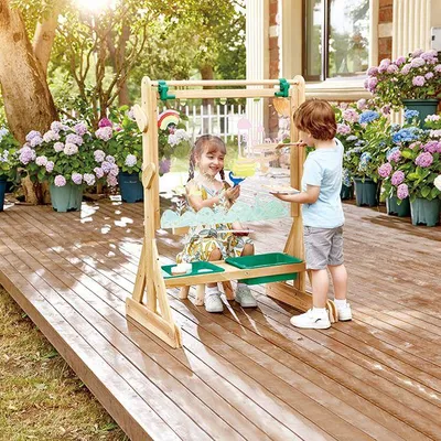 Produktbild von Hape Staffelei draußen - Holz Kunst Staffelei für Kinder