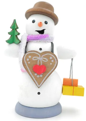 Produktbild von Kuhnert Erzgeb. Räucherfigur Räuchermännchen Schneemann mit Lebkuchenherz 13 cm