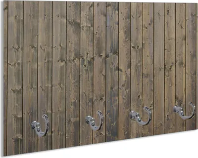Produktbild von Wallario Schlüsselbrett aus Glas, Motiv: Holzpaneelen in grau braun - Holzmuster mit Maserung, 30 x 20 cm mit 4 Haken