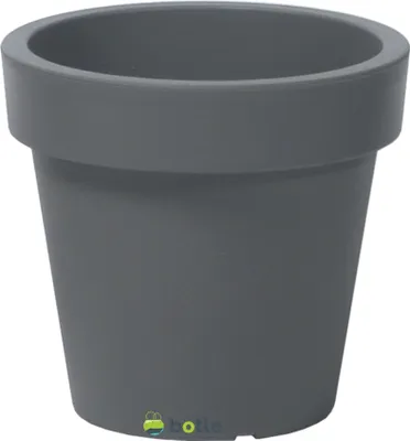 A gray planter pot is shown against a white background.