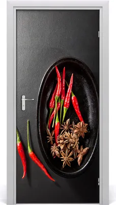 Produktbild von Tulup Türaufkleber 95x205 cm Dekorative Aufkleber Selbstklebend Wasserdichte Tapete Abnehmbar Schlafzimmer Wohnzimmer Wohnkultur - Chilischoten