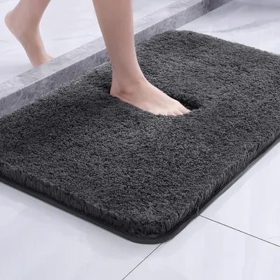 Imagen del producto de Alfombra para baño, color gris oscuro, 50 x 80 cm, antideslizante, de felpa, ideal para ducha y baño