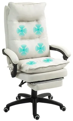 Produktbild von Vinsetto Bürostuhl mit 6 Punkt Massage, ergonomischer Gaming Sessel, Cremeweiß