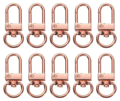 Productafbeelding van Draaibare Karabijnhaak - Set van 10 stuks - Voor sleutelhangers - Roségoud