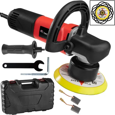 Produktbild von 5-teiliges Exzenter Poliermaschinen-Set 710 W mit Bogenhandgriff und zusätzlichem Stabgriff