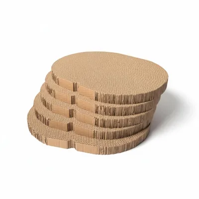 Produktbild von Katzenbett Kratzpappe für Katzen Ersatz Wellpappe 5er Set – ovale Kratzpads aus Pappe für Kratzmöbel – Austauschbare Kratzpappe für Kratzbrett