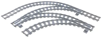 Produktbild von Trixbrix Kompakt-Ecke R40, 2x links + 1x rechts – Schienen kompatibel mit LEGO® City Eisenbahn und Zug, Zubehör für Klemmbausteine