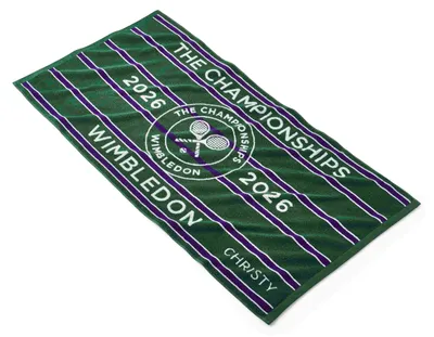 Produktbild von Christy Wimbledon The Championships 2026 offizielles lizenziertes Badetuch Green/Purple 70 x 133 cm, 100% ägyptische Baumwolle