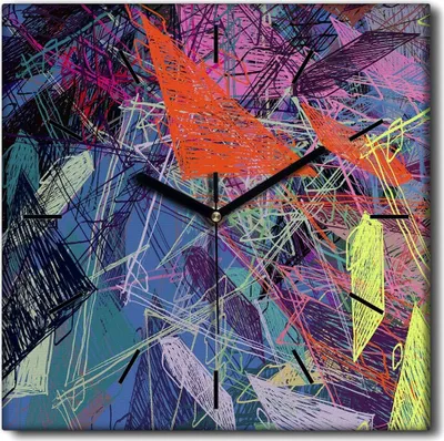 Produktbild von Coloray Uhr auf Leinwand 30x30 cm Wand Uhr Dekoration Wohnzimmer Segeltuch schwarze Hände -Abstraktion Kunstformen.
