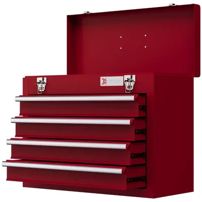 Image de Boîte à outils avec 4 tiroirs | Couleur : Rouge | Dimensions : 22 x 51 x 39,5 cm