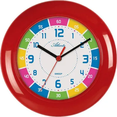Produktbild von Kinderwanduhr - Kein Ticken Rot Lernuhr 26691