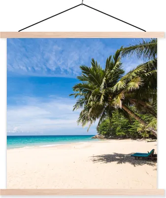 Produktbild von MuchoWow® Textilposter Strand - Tropen - Meer 60x60 cm mit holzfarbenen Rahmen - Wanddekoration