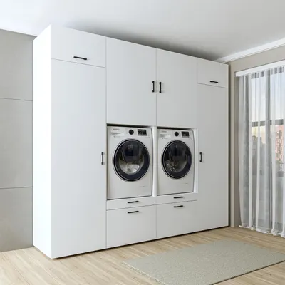 Immagine prodotto di Roomart SERIE 2 Armadio doppio per lavatrice, larghezza 254 cm, bianco