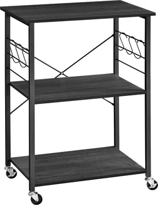 Produktbild von VASAGLE Küchenwagen mit 3 Ebenen, 6 Haken, 40 x 60 x 89 cm, Schwarz