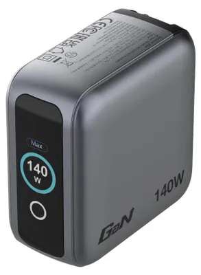 Obrázek produktu pro VERBATIM Mini GaN Nabíječka s displejem 140W, 3xUSB-C, 1xUSB-A, šedá
