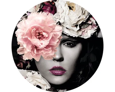 Produktbild von Glasbild Flowerwoman II Ø 50 cm