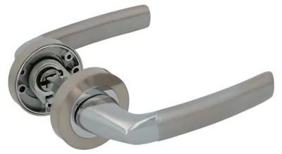 Produktbild von Amig - Zamak Rosette Türgriffe Set | Mod. HISA | Ø52mm | 8mm Quadrat | Elegantes und einfaches Design | gebürstetes Aluminium Nickel
