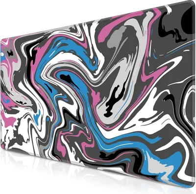 Image de Abetcabe Gaming Tapis de souris XXL 900x400mm Fluid Art Antidérapant Rose Bleu