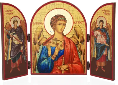 Produktbild von Schutzengel Triptychon Holz Ikone 25x16cm christlich 11308