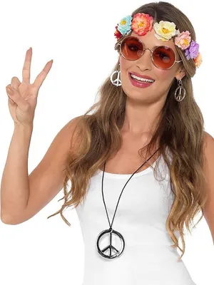 Produktbild von Flower Power Hippie Set - Karneval Faschingskostüm