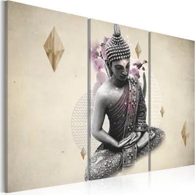 Produktbild von Modernes Wandbild 020113- 1 (120x80) - 3 Teilig Bilder Fotografie auf Vlies Leinwand Foto Bild Dekoration Wand Bilder Kunstdruck Buddha