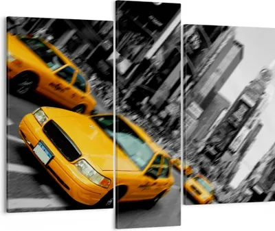 Produktbild von Bild auf Leinwand - Leinwandbild - Amerika taxi stadt - 95x80cm - Wand Bild - Wanddeko - Wandbilder - Leinwanddruck - Bilder - Kunstdruck - Wanddekoration - Leinwand bilder - Wandkunst - CB95x80-2178