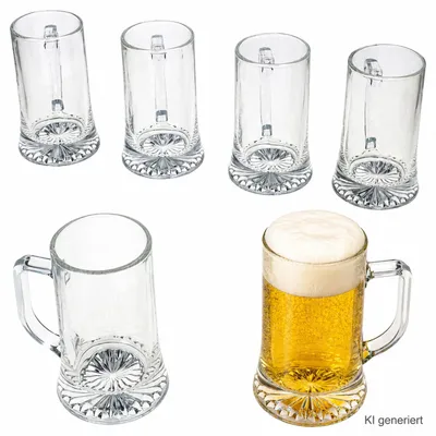 Produktbild von 6x Akki Bierkrug 0,4L mit Sternboden & Henkel Bierseidel 400ml Glas
