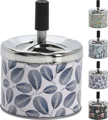 Produktbild von Excellent Houseware Aschenbecher, Metall, 9x12 cm, weiß/blau