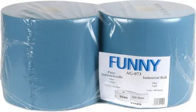 Produktbild von 2 Putztuchrollen Industrie 3-lagig a`500 Abrisse 26 x 36cm, blau