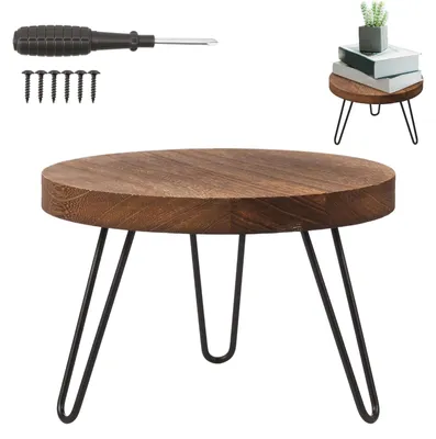 Image de Table en bois pour plantes avec une base robuste, 25 cm