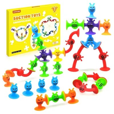 Produktbild von Saugnapf-Spielzeug Saugnäpfe Badespielzeug - 28 Stück - Silikon - ab 3 Jahren