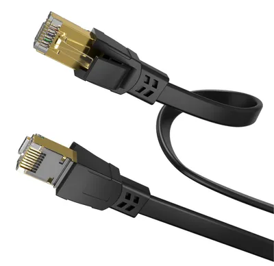 CAT 8.1 LAN Kabel 1,50 m Schwarz Flach RJ45 S/FTP – Produktbild 1