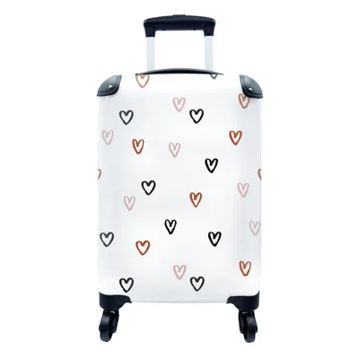 Produktbild von MuchoWow® Koffer Handgepäck Trolley Rollkoffer Kleine Reisekoffer mit 4 Rollen - Valentinstag - Romantisch - Herz - Muster - Cabin Size < 55x40x23 cm & 55x40x20 cm - Fotokoffer - Kabinenkoffer - Boardgepäck - Reise-Box - Reisekoffer - Reisegepäck - Koffer mit Bild - Trolley für Kinder