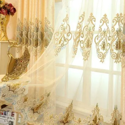 Immagine prodotto di Set di tende europee, 2 pezzi, color oro, 260x140 cm