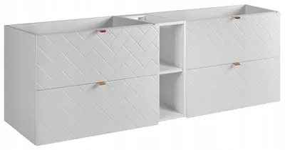 Zdjęcie produktu dla Szafka Łazienkowa Wisząca Pod Umywalkę 180X46 Cm Rensan Biała Z Regałem