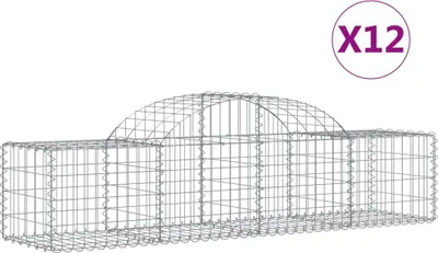 Produktbild von vidaXL Gabionen mit Hochbogen 12 Stk. 200x50x40/60 cm Verzinktes Eisen