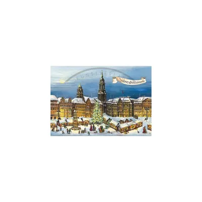 Imagen del producto de Tarjeta de Navidad con motivos del mercado navideño de Dresde, con un diseño invernal