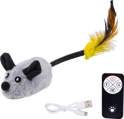 Produktbild von Interaktives Katzenspielzeug mit beweglicher Maus, wiederaufladbare, automatisch bewegliche Plüschmäuse für Hauskatzen, berührungsaktiviertes Quietschspielzeug mit Fernbedienung