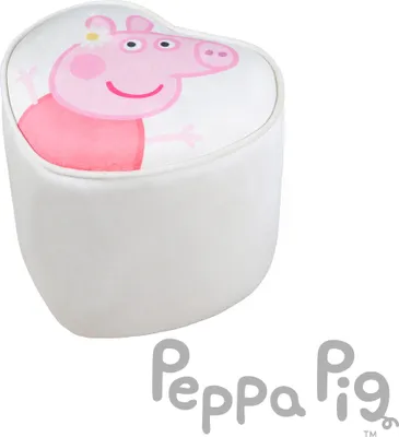 Produktbild von roba Kinderhocker im Peppa Pig Design - Hocker ab 18 Monaten - Belastbar bis 60 kg - Polsterhocker in Herzform - Beige